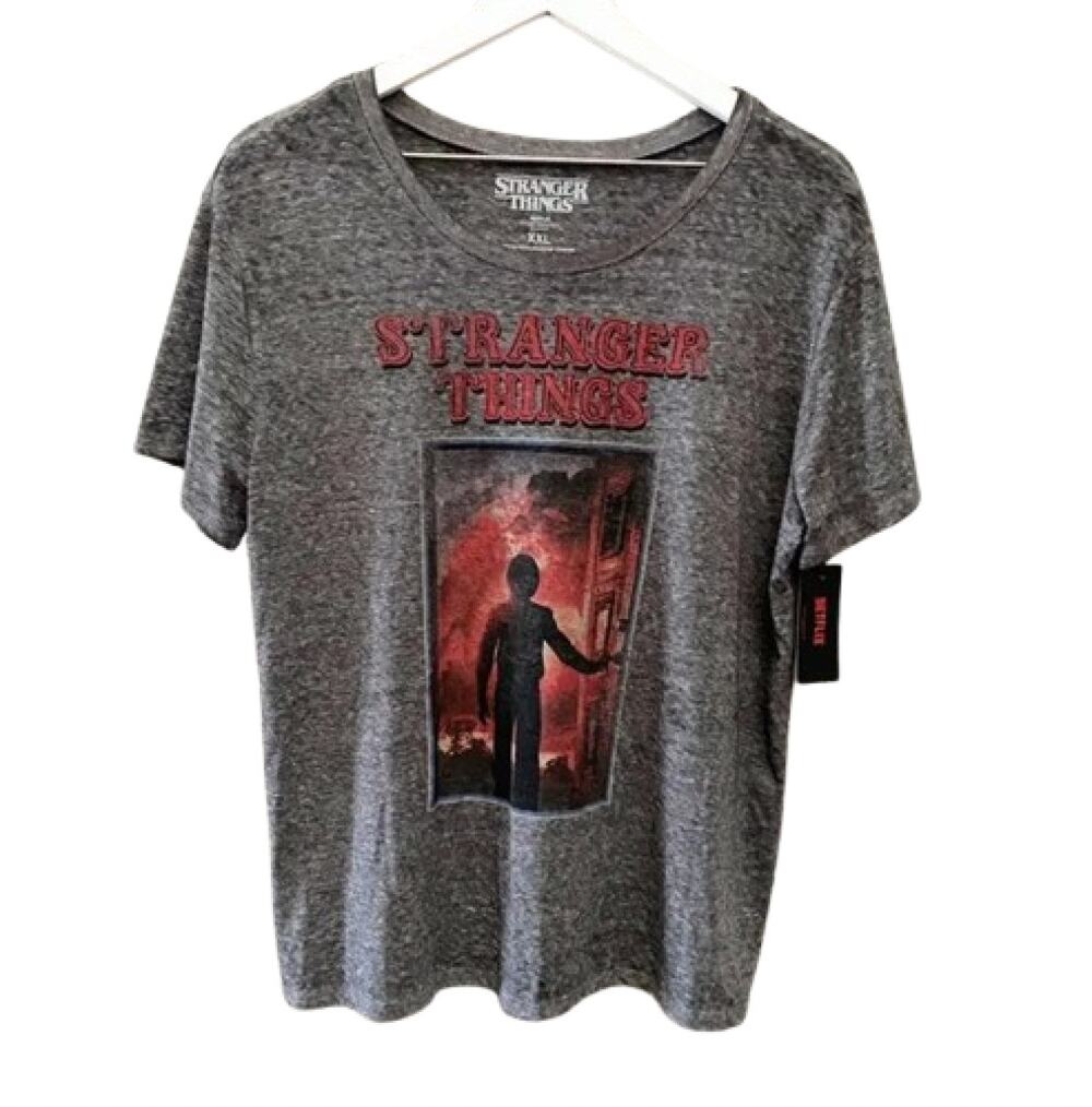 STRANGER THINGS Graphic T-Shirt Gray Short Sleeve Netflix Tags XXL 2X
